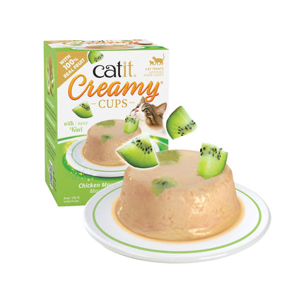Catit Creamy Cups Chicken Mousse with Kiwi - 4 Pack - Cat Treats - Catit - PetMax Canada