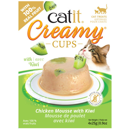Catit Creamy Cups Chicken Mousse with Kiwi - 4 Pack - Cat Treats - Catit - PetMax Canada