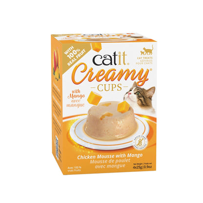 Catit Creamy Cups Chicken Mousse with Mango - 4 Pack - Cat Treats - Catit - PetMax Canada