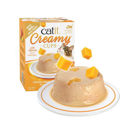 Catit Creamy Cups Chicken Mousse with Mango - 4 Pack - Cat Treats - Catit - PetMax Canada