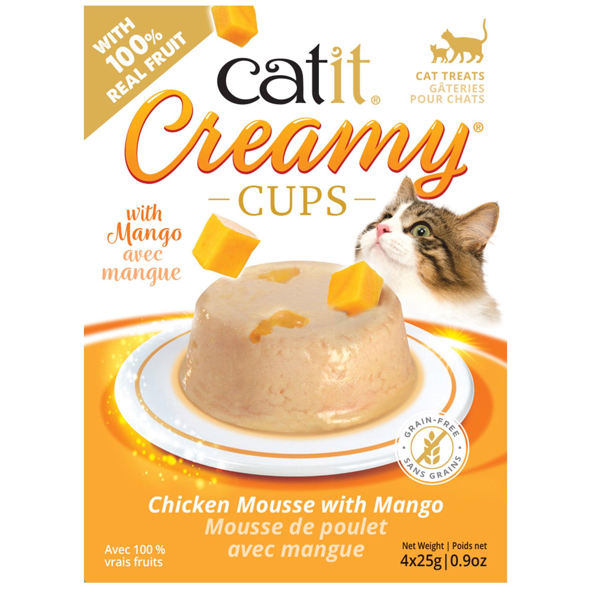 Catit Creamy Cups Chicken Mousse with Mango - 4 Pack - Cat Treats - Catit - PetMax Canada