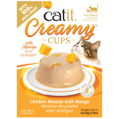Catit Creamy Cups Chicken Mousse with Mango - 4 Pack - Cat Treats - Catit - PetMax Canada