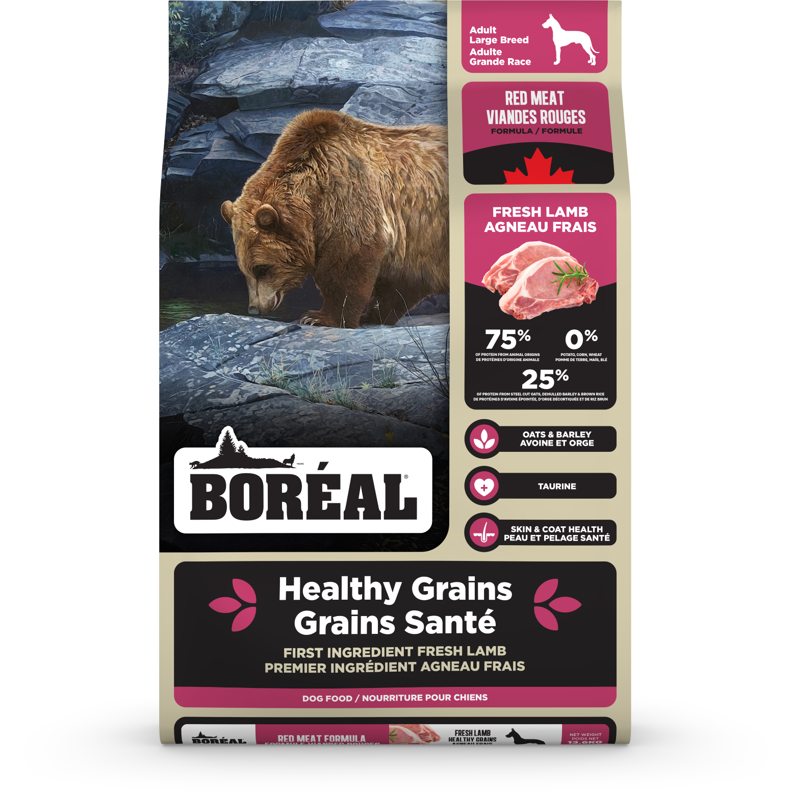 D0870 Boréal Healthy Grains LB Red Meat 13.6kg
