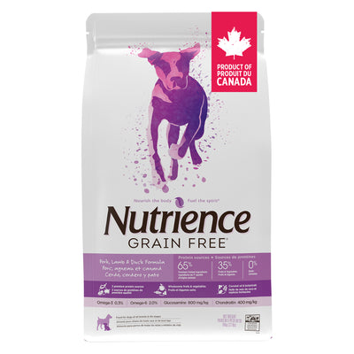Nourriture pour chiens Nutrience sans céréales Formule porc, agneau et canard