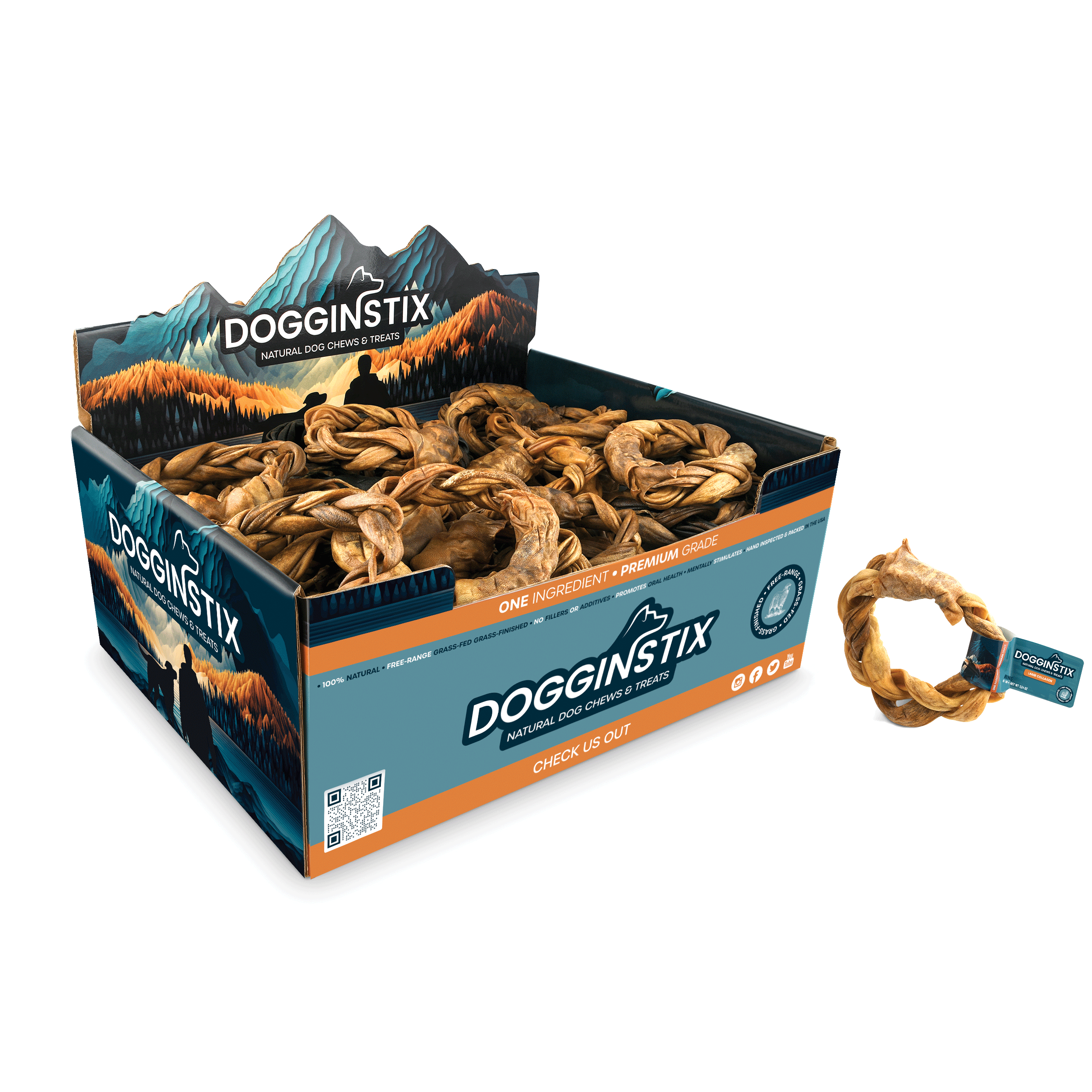 Dogginstix Braided Lamb Collagen Ring - Dog Treats - Dogginstix - PetMax Canada
