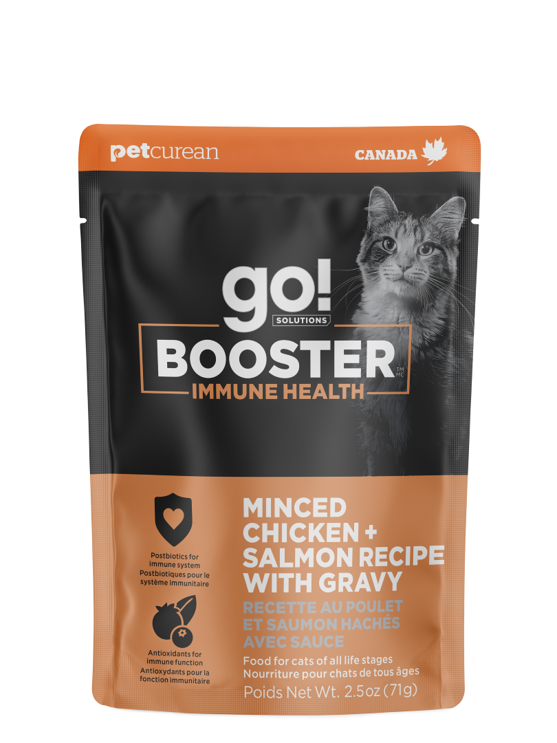 Go! Booster Immune Health Minced Chicken And Salmon With Gravy For Cats  Canned Cat Food  | PetMax Canada