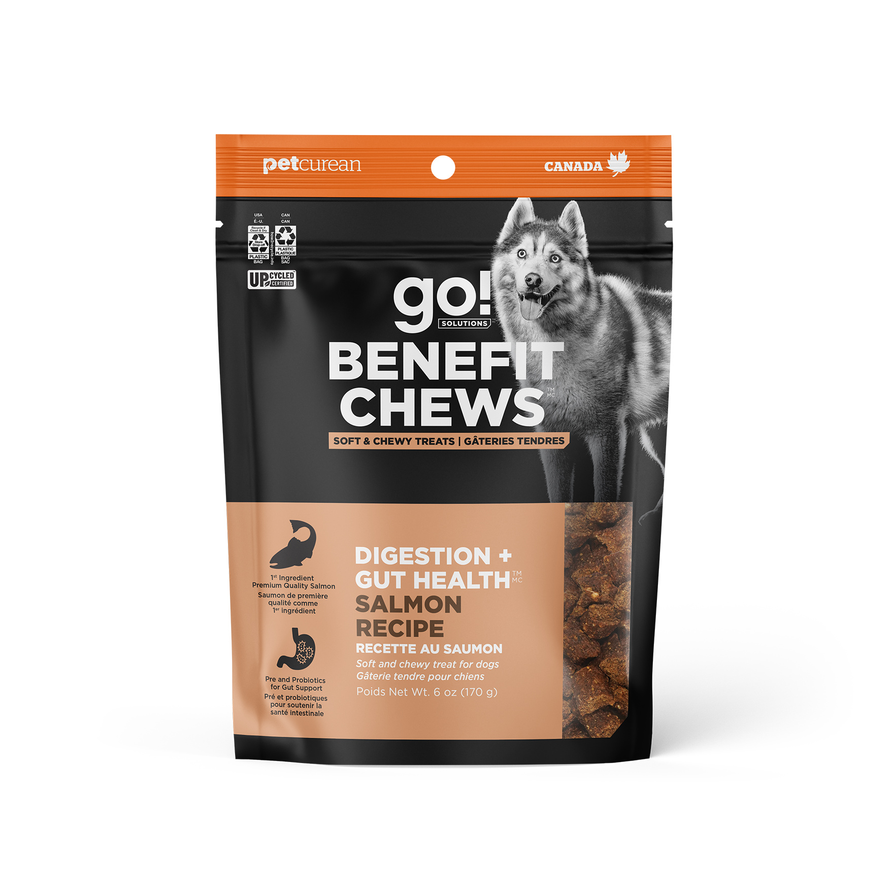 Go Benefit Chews Digestion + Gut Health Soft & Chewy Treats Salmon Recipe For Dogs  Dog Treats  | PetMax Canada
