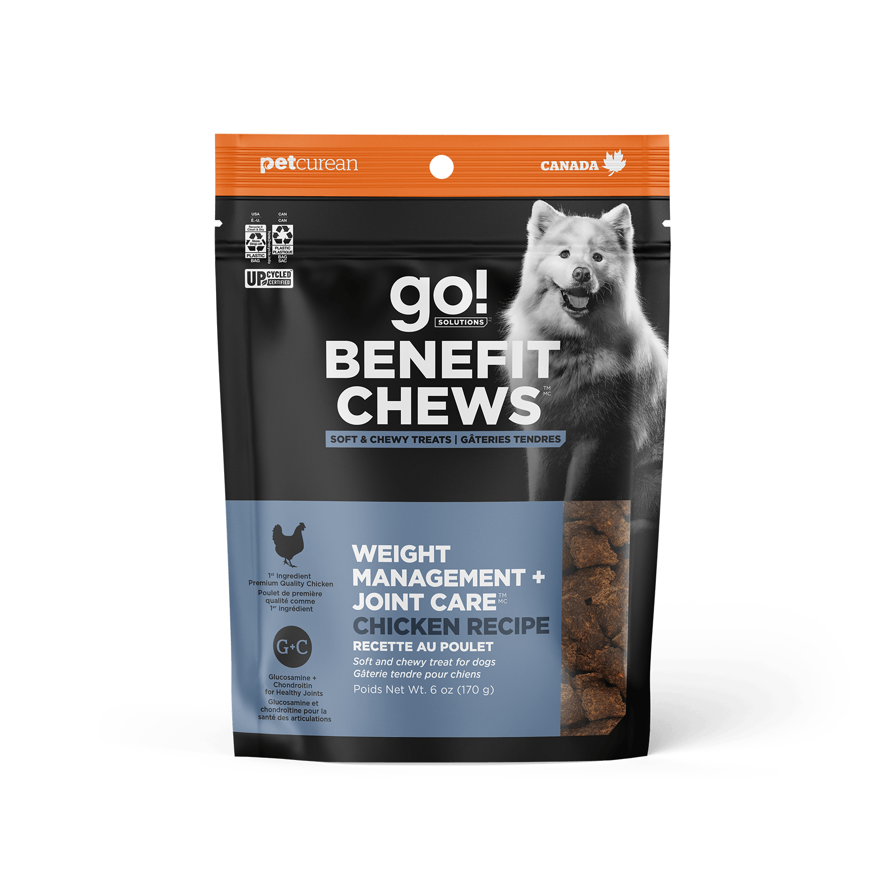 Go! Benefit Chews Weight Management + Joint Care Soft and Chewy Treats Chicken Recipe For Dogs - 170g - Dog Treats - Go! - PetMax Canada