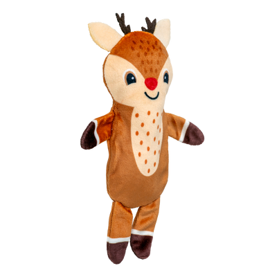 Kong Holiday Pull-A-Partz Present Cat Toy - unwrapped plush reindeer - Kong - PetMax Canada