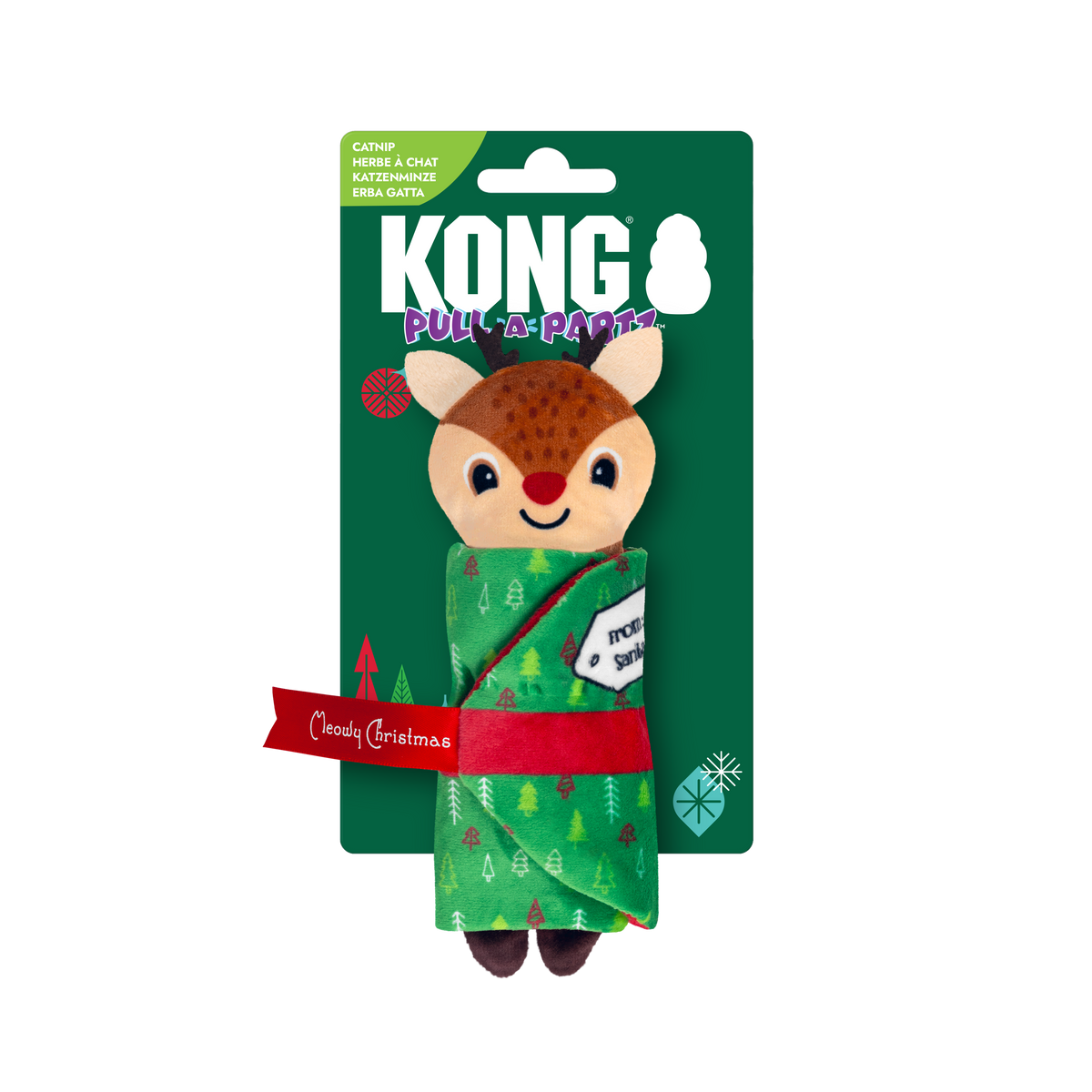 Kong Holiday Pull-A-Partz Present Cat Toy - in KONG Pull-A-Partz catnip packaging - Kong - PetMax Canada