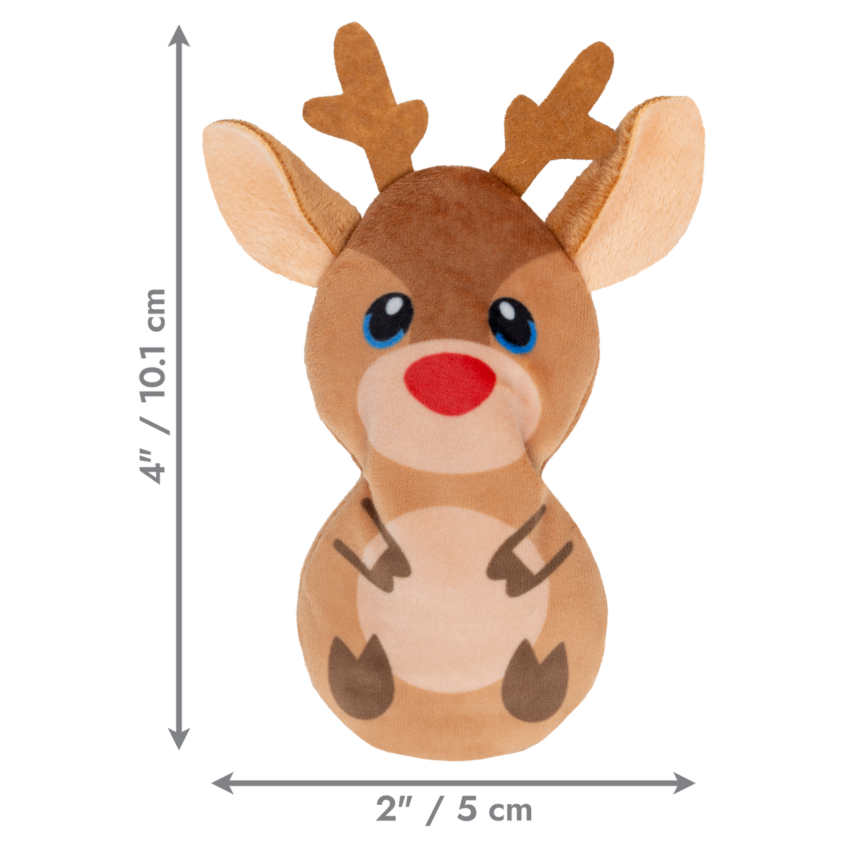 Kong Holiday Refillables Reindeer Cat Toy - dimensions 4 in (10.1 cm) tall by 2 in (5 cm) wide - Kong - PetMax Canada