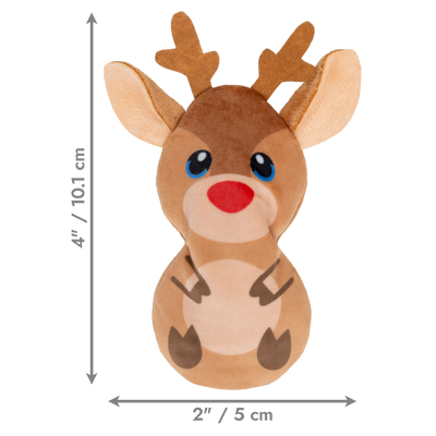 Kong Holiday Refillables Reindeer Cat Toy - dimensions 4 in (10.1 cm) tall by 2 in (5 cm) wide - Kong - PetMax Canada