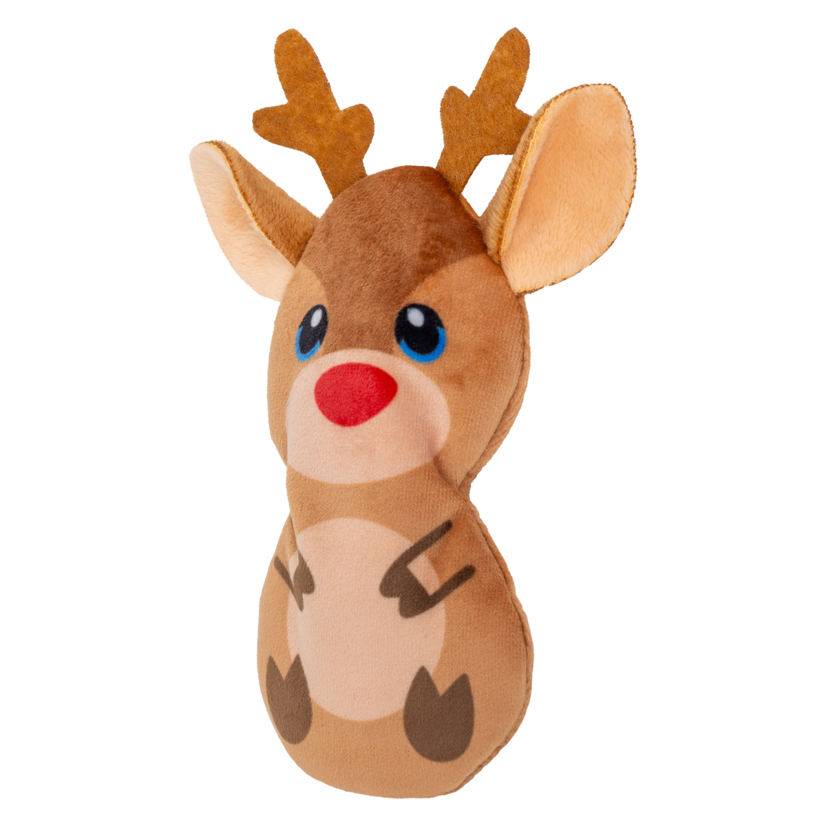 Kong Holiday Refillables Reindeer Cat Toy - angled view of the plush reindeer - Kong - PetMax Canada