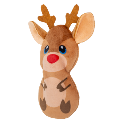 Kong Holiday Refillables Reindeer Cat Toy - angled view of the plush reindeer - Kong - PetMax Canada