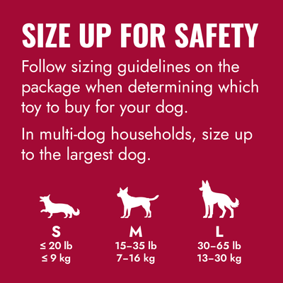 Kong Holiday Stuff-A-Ball Dog Toy - KONG size up for safety guide, Medium 15-35 lb - Kong - PetMax Canada