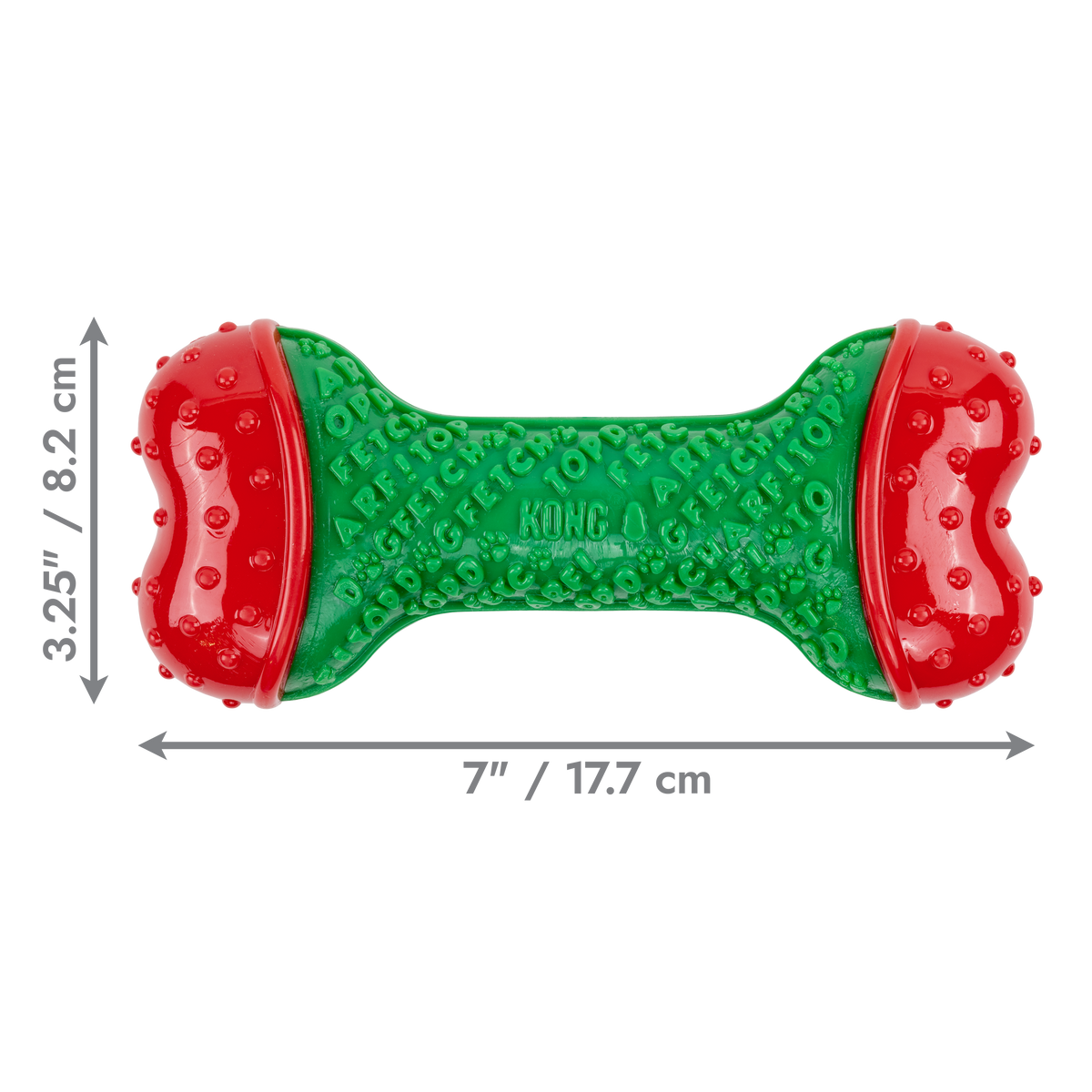 Kong Holiday Core Strength Bone Dog Toy - Green - Medium/Large dimensions 7 x 3.25 in - Kong - PetMax Canada