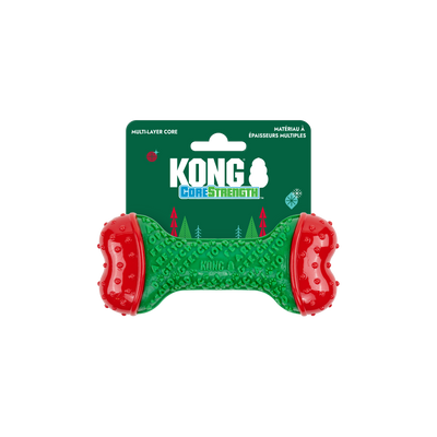 Kong Holiday Core Strength Bone Dog Toy - Green - Small/Medium in holiday packaging - Kong - PetMax Canada