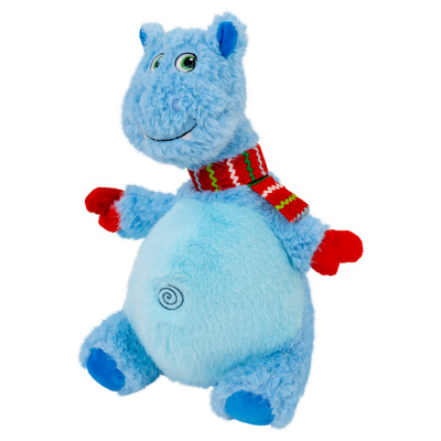 Kong Holiday Knots Belly Hippo Dog Toy - Blue - Three-quarter angle view of the plush hippo - Kong - PetMax Canada