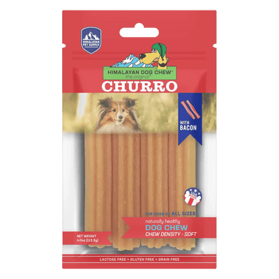 Himalayan Dog Chew Churro Bacon Dog Treat - 4 Pack - 113g - Dog Treats - Himalayan Pet Supply - PetMax Canada