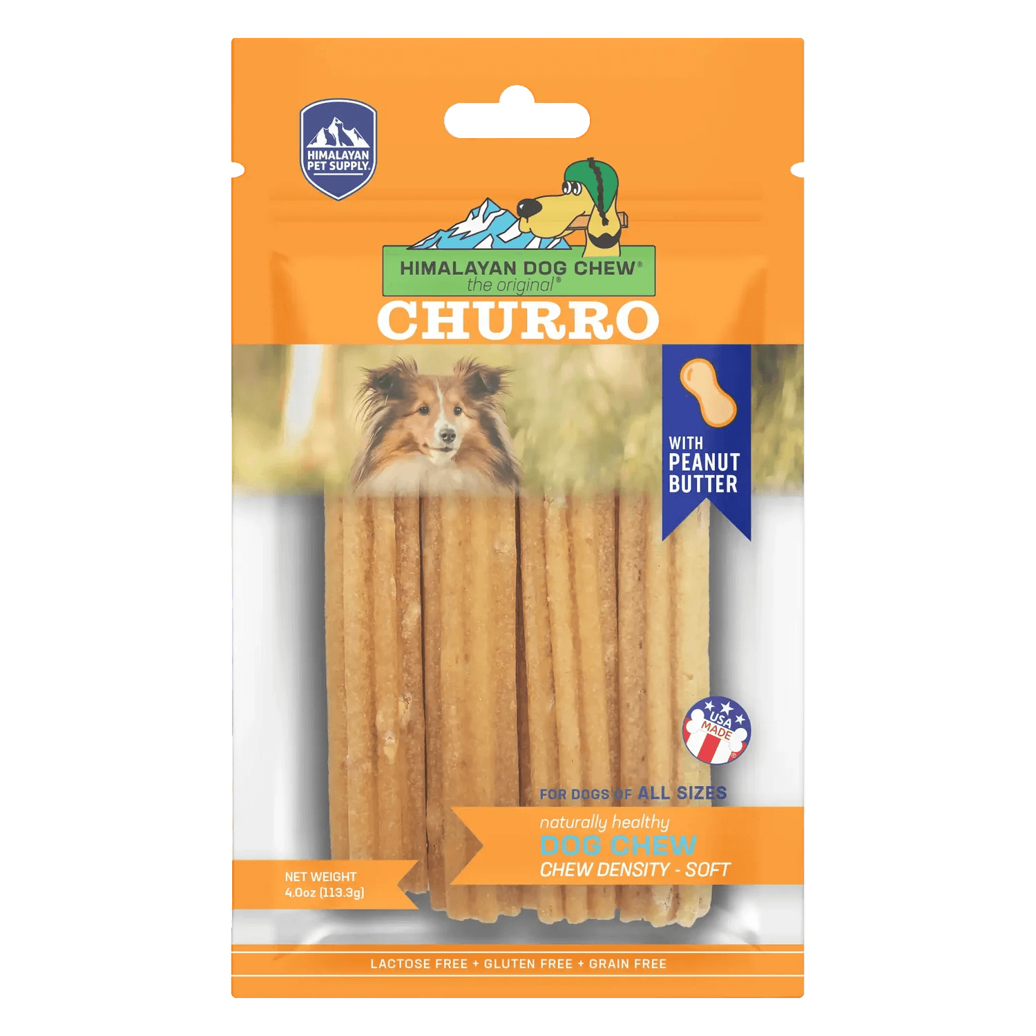 Himalayan Dog Chew Churro Peanut Butter Dog Treat - 4 Pack - 113g - Dog Treats - Himalayan Pet Supply - PetMax Canada