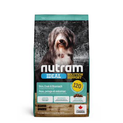 Nutram Ideal Solution I20 Skin, Coat, and Stomach Dog Food Lamb Meal & Brown Rice