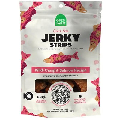 Open Farm Grain-Free Wild-Caught Salmon Jerky Strips Dog Treats  Dog Treats  | PetMax Canada