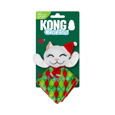 Kong Holiday Crackles Santa Kitty Cat Toy - Toy on its green KONG Crackles hang card marked Catnip - Kong - PetMax Canada