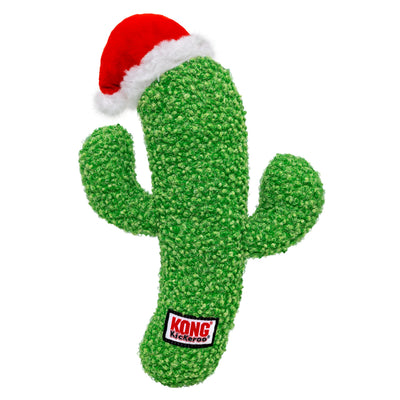 Kong Holiday Kickeroo Santa Cactus Cat Toy - back view with sewn KONG Kickeroo label - Kong - PetMax Canada