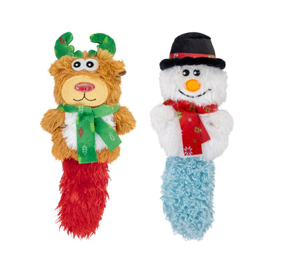 Kong Holiday Kickeroo Character Cat Toy - Assorted Characters - reindeer and snowman characters side by side - Kong - PetMax Canada