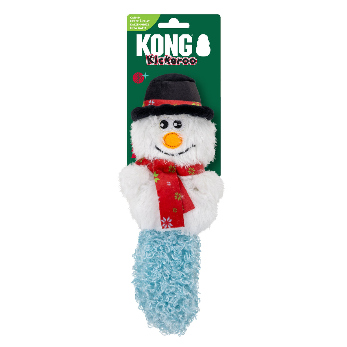 Kong Holiday Kickeroo Character Cat Toy - Assorted Characters - snowman in retail packaging marked catnip - Kong - PetMax Canada