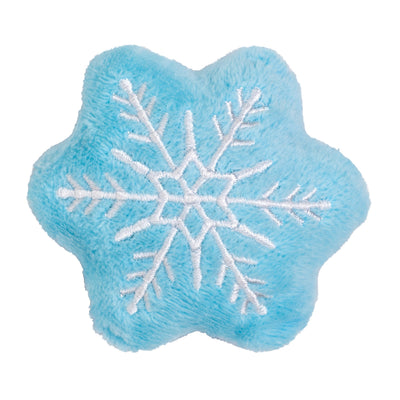 Kong Holiday Scrattles Penguin & Snowflake Cat Toy 2-Pack - Front of the plush snowflake with white embroidery - Kong - PetMax Canada