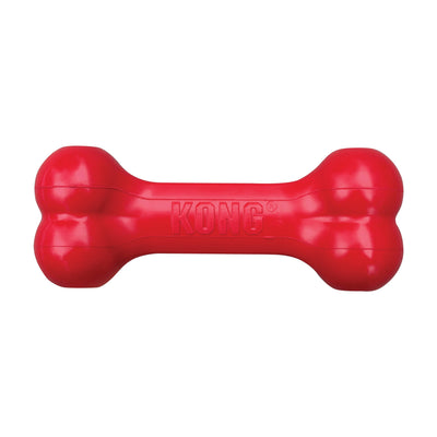 Kong Holiday Goodie Bone Dog Toy - red natural rubber Goodie Bone, front view - Kong - PetMax Canada