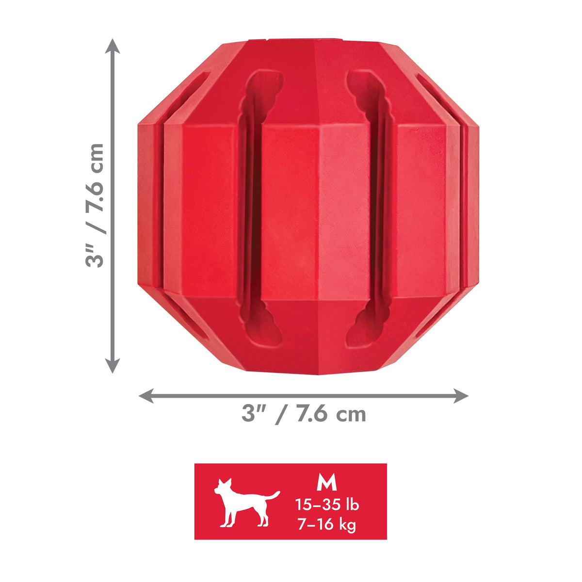 Kong Holiday Stuff-A-Ball Dog Toy - Medium dimensions 3 x 3 inches (7.6 cm) - Kong - PetMax Canada