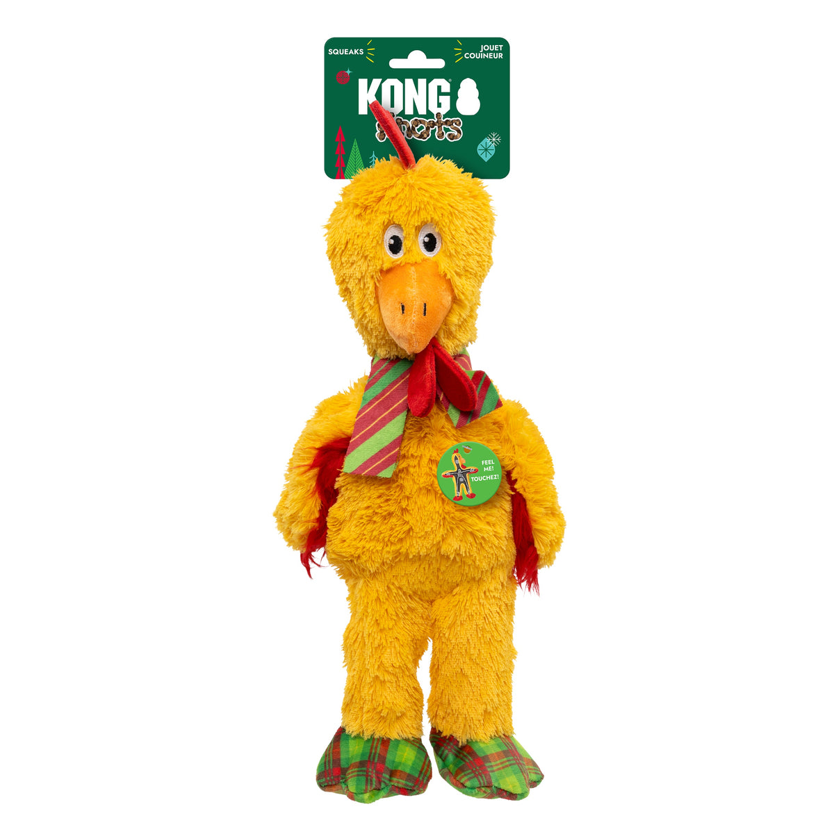 Kong Holiday Knots Chicken Dog Toy - Medium/Large size in packaging with KONG Knots hang tag - Kong - PetMax Canada