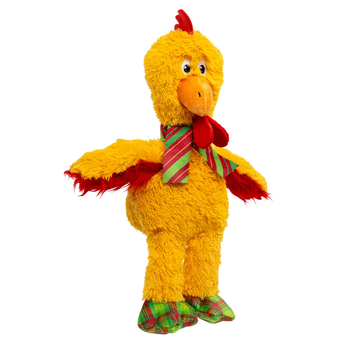 Kong Holiday Knots Chicken Dog Toy - Small size, three-quarter side view - Kong - PetMax Canada