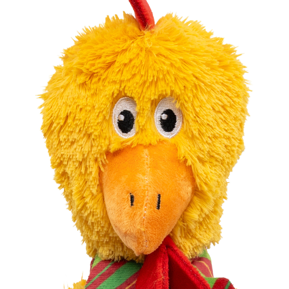 Kong Holiday Knots Chicken Dog Toy - close-up of embroidered eyes and plush beak - Kong - PetMax Canada