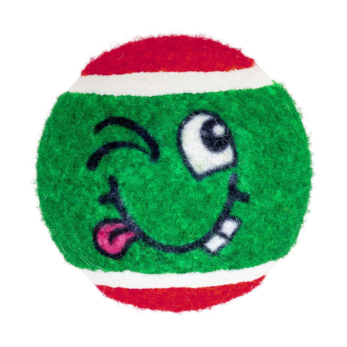 Kong Holiday Grinz Naughty & Nice Sport Balls Dog Toy 3-Pack - green ball with winking face - Kong - PetMax Canada