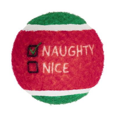 Kong Holiday Grinz Naughty & Nice Sport Balls Dog Toy 3-Pack - red ball with Naughty box ticked - Kong - PetMax Canada