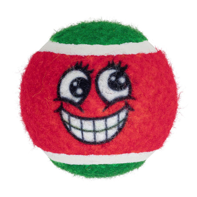 Kong Holiday Grinz Naughty & Nice Sport Balls Dog Toy 3-Pack - red ball with toothy grin - Kong - PetMax Canada