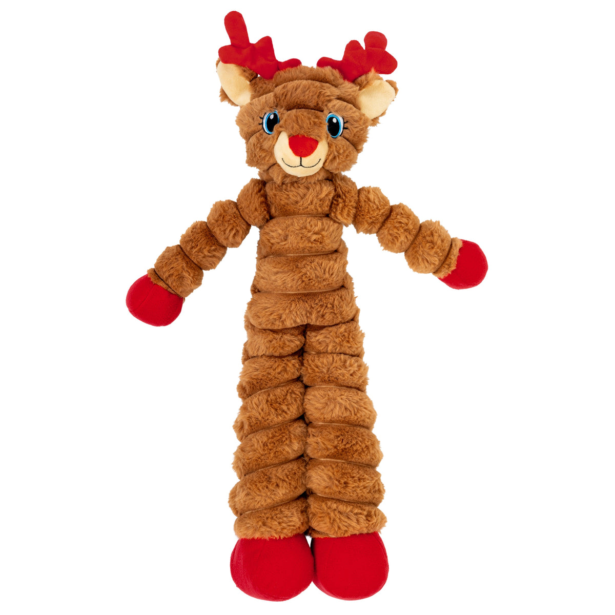 Kong Holiday Shakers Crumples Reindeer Dog Toy - Red - front view - Kong - PetMax Canada