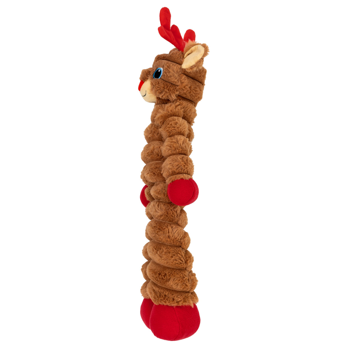 Kong Holiday Shakers Crumples Reindeer Dog Toy - Red - side view - Kong - PetMax Canada