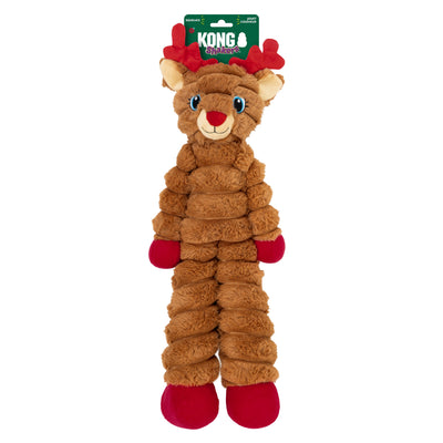 Kong Holiday Shakers Crumples Reindeer Dog Toy - Red - with KONG Shakers hang tag - Kong - PetMax Canada