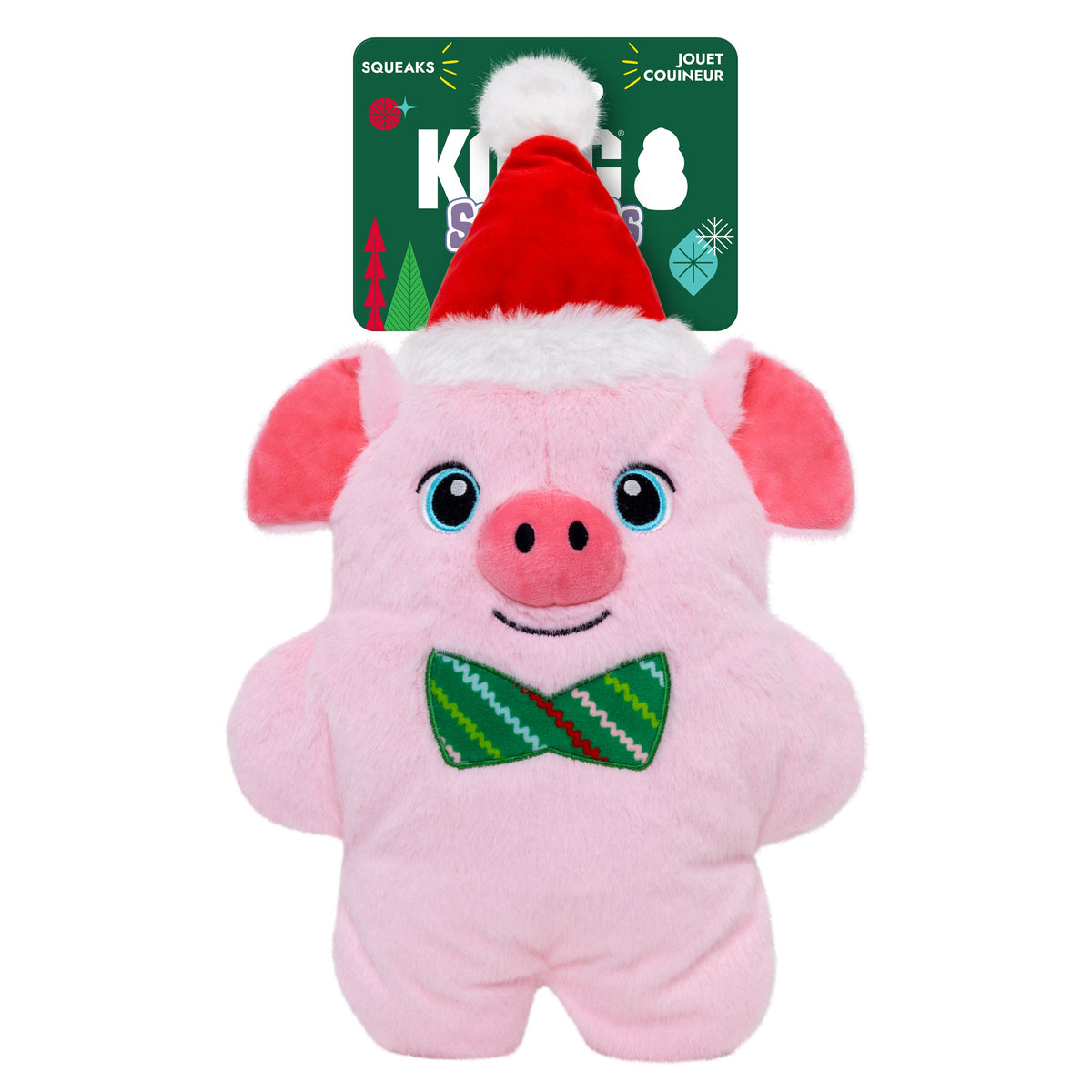Kong Holiday Snuzzles Pig Dog Toy - in retail packaging with Snuzzles hang tag - Kong - PetMax Canada