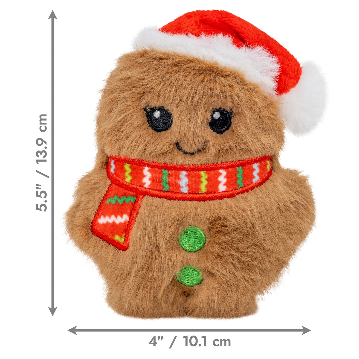 Kong Holiday Snuzzles Mini Santa Gingerbread Dog Toy - dimensions 5.5 in (13.9 cm) tall by 4 in (10.1 cm) wide - Kong - PetMax Canada