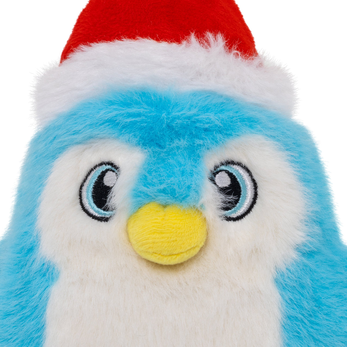 Kong Holiday Snuzzles Santa Penguin Dog Toy - Small close-up of embroidered eyes and plush beak - Kong - PetMax Canada