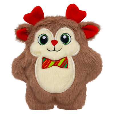 Kong Holiday Snuzzles Bow Tie Reindeer Dog Toy - Small front view - Kong - PetMax Canada