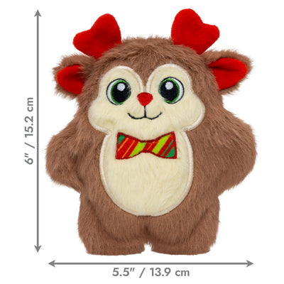 Kong Holiday Snuzzles Bow Tie Reindeer Dog Toy - Small dimensions 6 x 5.5 inches - Kong - PetMax Canada