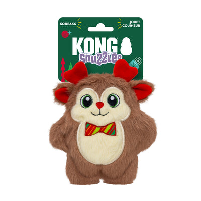 Kong Holiday Snuzzles Bow Tie Reindeer Dog Toy - Small in packaging - Kong - PetMax Canada