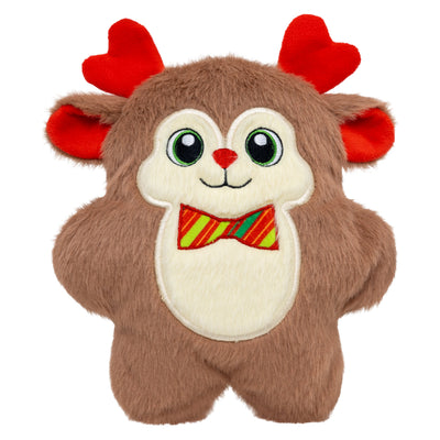 Kong Holiday Snuzzles Bow Tie Reindeer Dog Toy - Medium front view - Kong - PetMax Canada