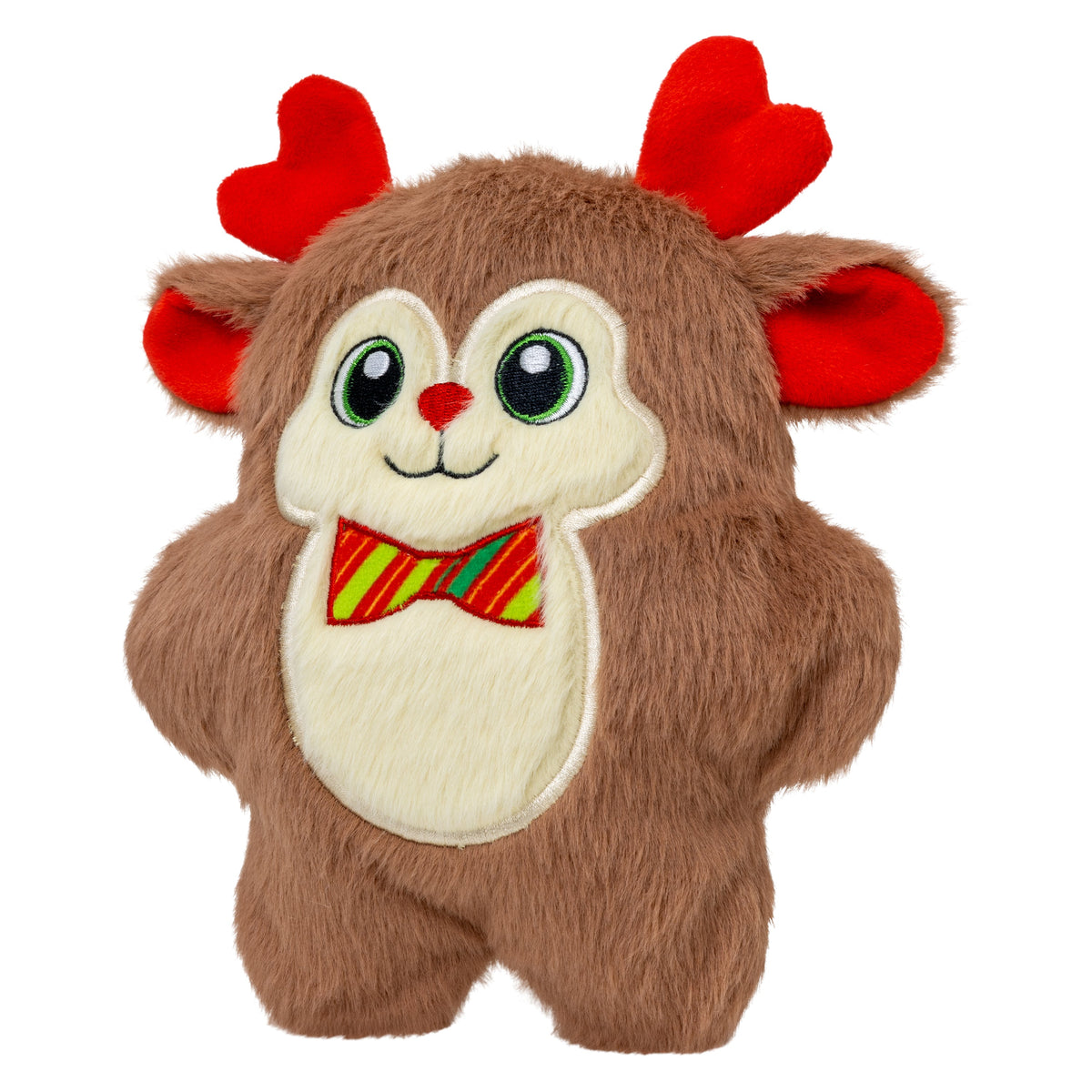 Kong Holiday Snuzzles Bow Tie Reindeer Dog Toy - Medium angled view - Kong - PetMax Canada